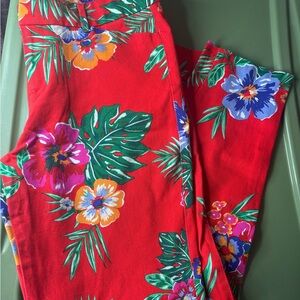 Old Navy Red Tropical Floral pixie  Pants